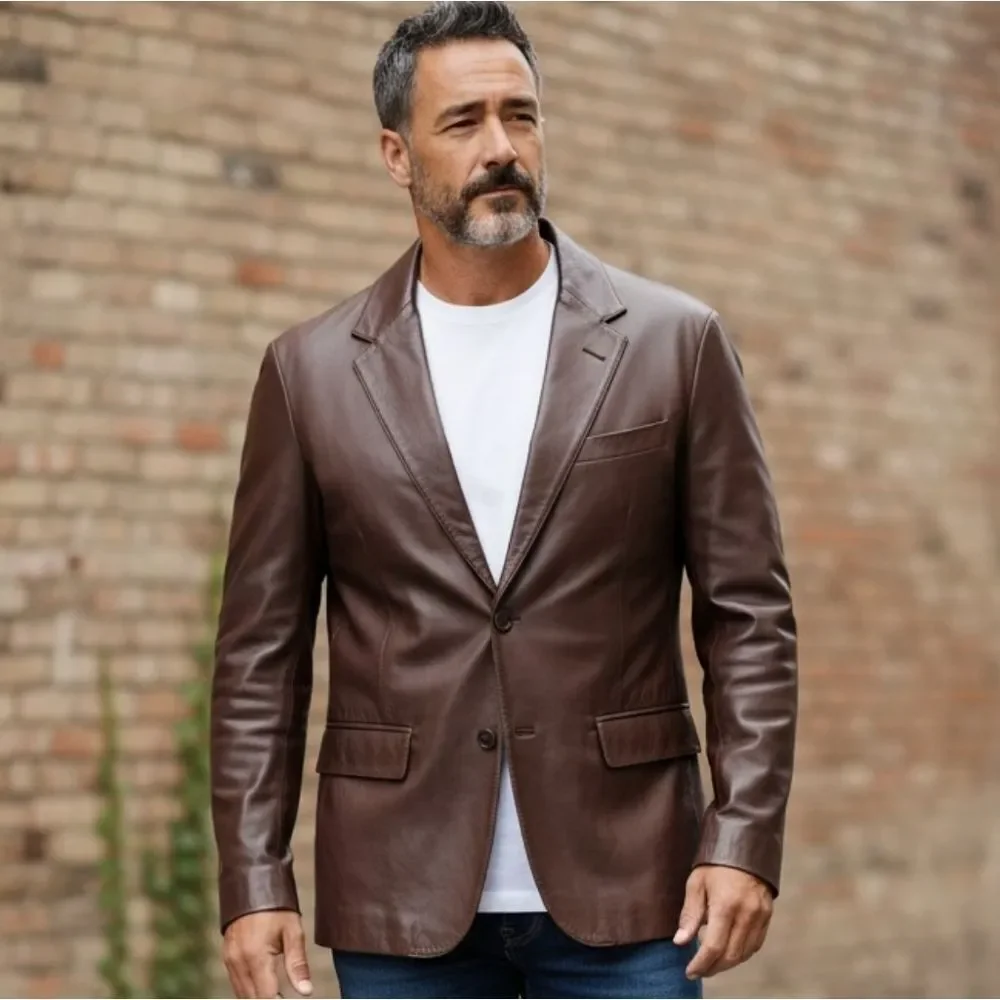 Jones New York Rich Brown Leather Blazer